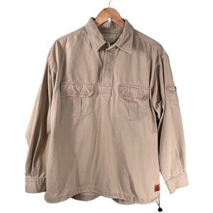 American Eagle Outfitters Long Sleeve Shirt Men Large Brown 24 Volt Work Utility
